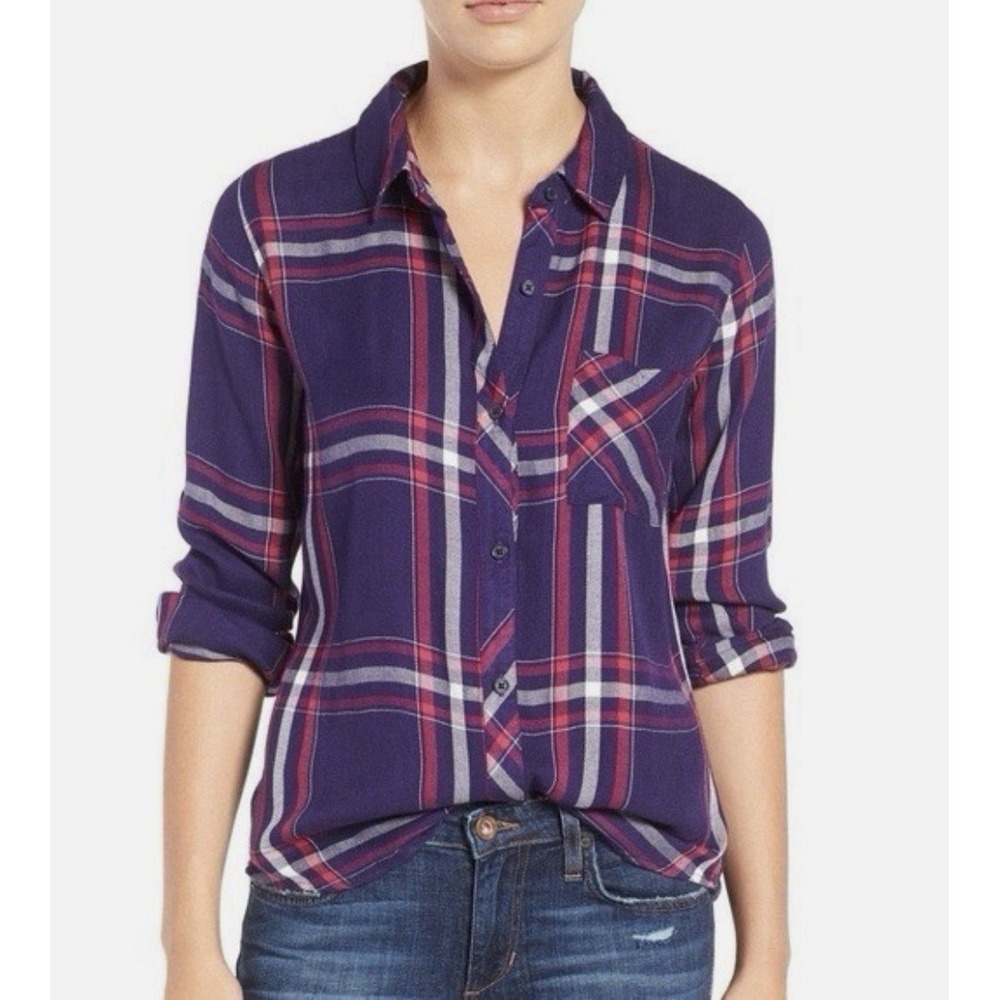 New Rails Hunter Plaid Shirt Soft Flannel Button Down Purple Size Medium